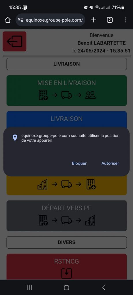 Exemple de demande d'autorisations avec Chrome