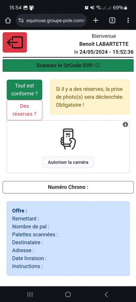 Autoriser la caméra